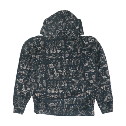 Black Print Hoodie Pullover