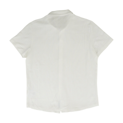 White Solid Short Sleeve Button Down