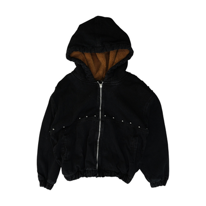 Black Solid Denim Jacket