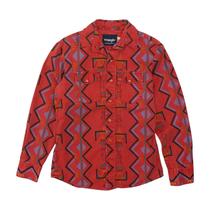 Vintage Red Geometric Long Sleeve Button Down