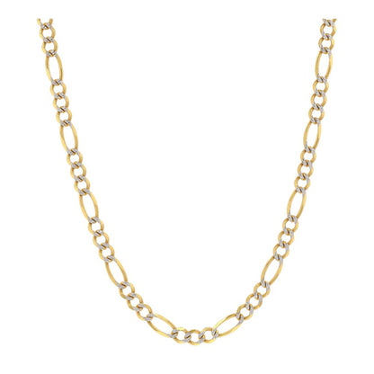 10K Two Tone Gold Textured Figaro Chain Necklace