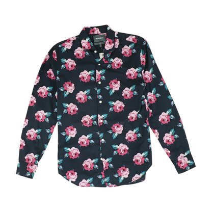 Navy Floral Long Sleeve Button Down