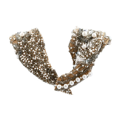 Le Charlot Nude Bib Beading And Embellishments Chiffon Pomp Mesh Bib Necklace