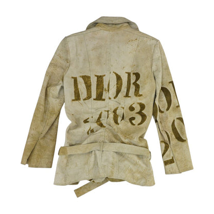 Vintage 2003 Boutique by John Galliano Belted Calf Skin Leather Coat