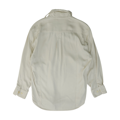 Beige Solid Long Sleeve Button Down