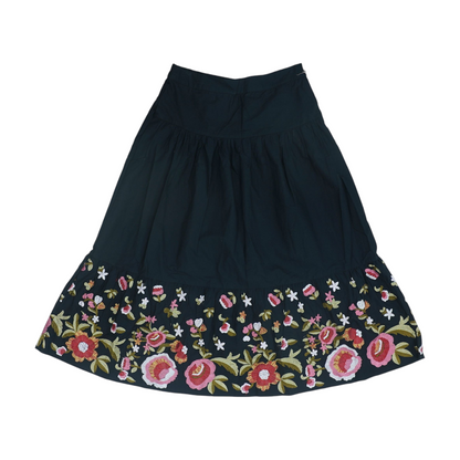 Black Petite Floral Midi Skirt