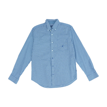 Navy Check Long Sleeve Button Down