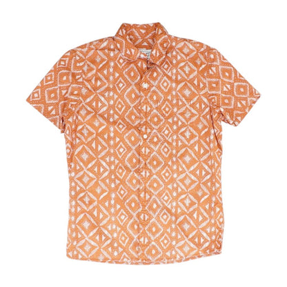 Orange Graphic Short Sleeve Button Down