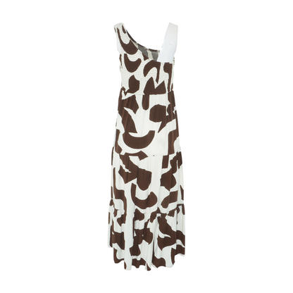 Beige Animal Print Midi Dress