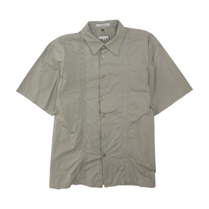 Gray Solid Short Sleeve Button Down