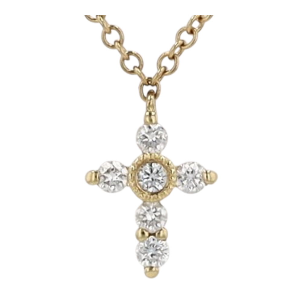 18K Yellow Gold Diamond Pendant Necklace