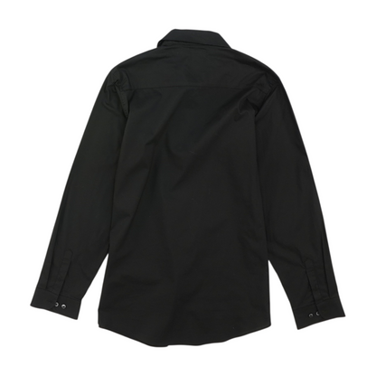 Black Solid Long Sleeve Button Down