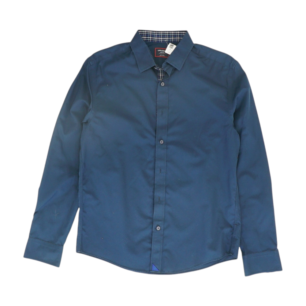 Navy Solid Long Sleeve Button Down