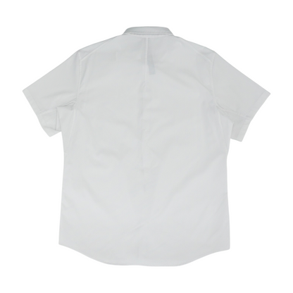 White Solid Short Sleeve Button Down