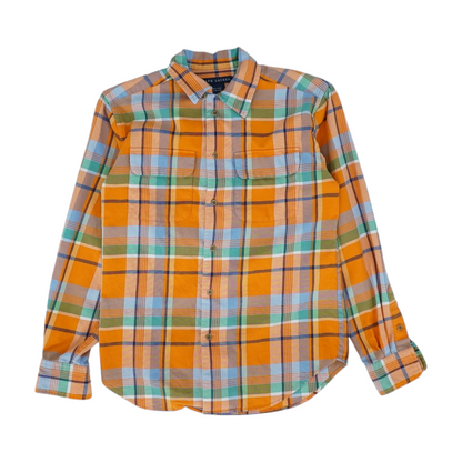 Orange Plaid Flannel Button Down