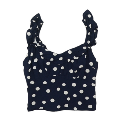 Navy Polka Dot Cropped Blouse