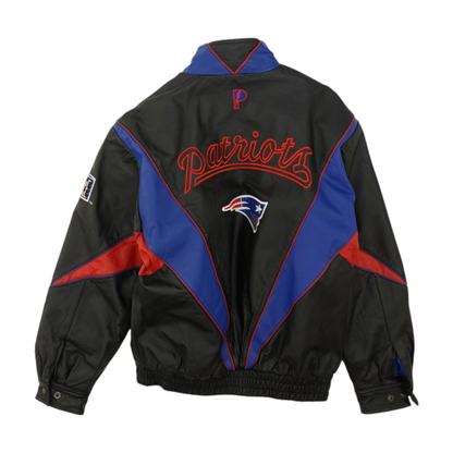 Vintage Black New England Patriots Solid Leather Jacket