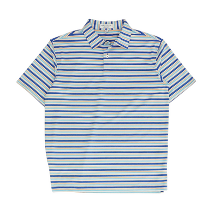 Blue Striped Short Sleeve Polo