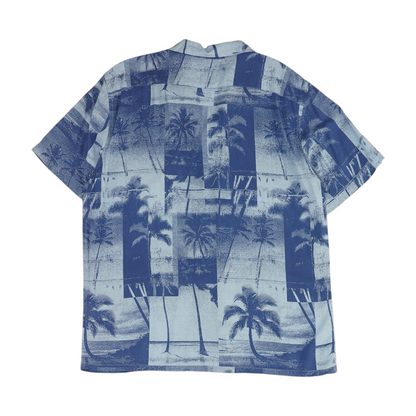 Blue Tropical Short Sleeve Button Down