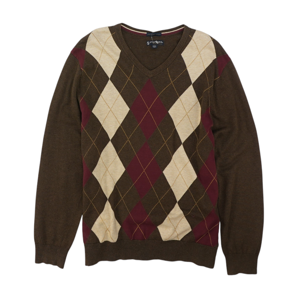 Brown Argyle Pullover Sweater