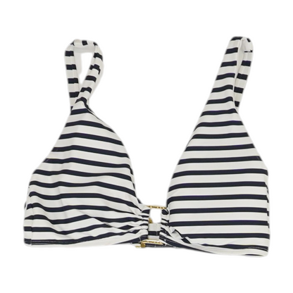 Navy Striped Swim Top