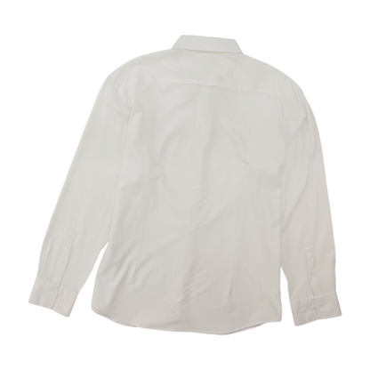 White Solid Long Sleeve Button Down