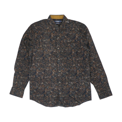 Black Print Flannel Button Down