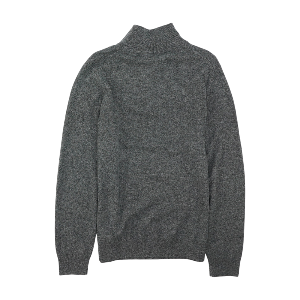 Gray Solid 1/4 Zip Sweater