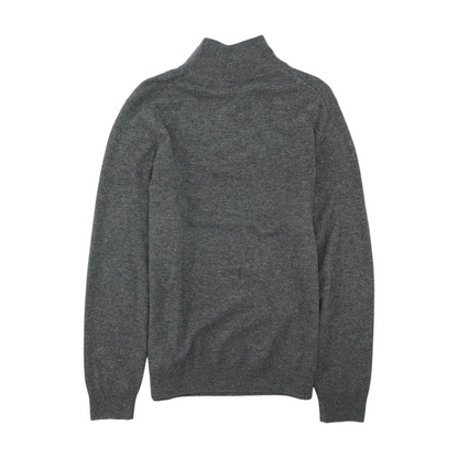 Gray Solid 1/4 Zip Sweater