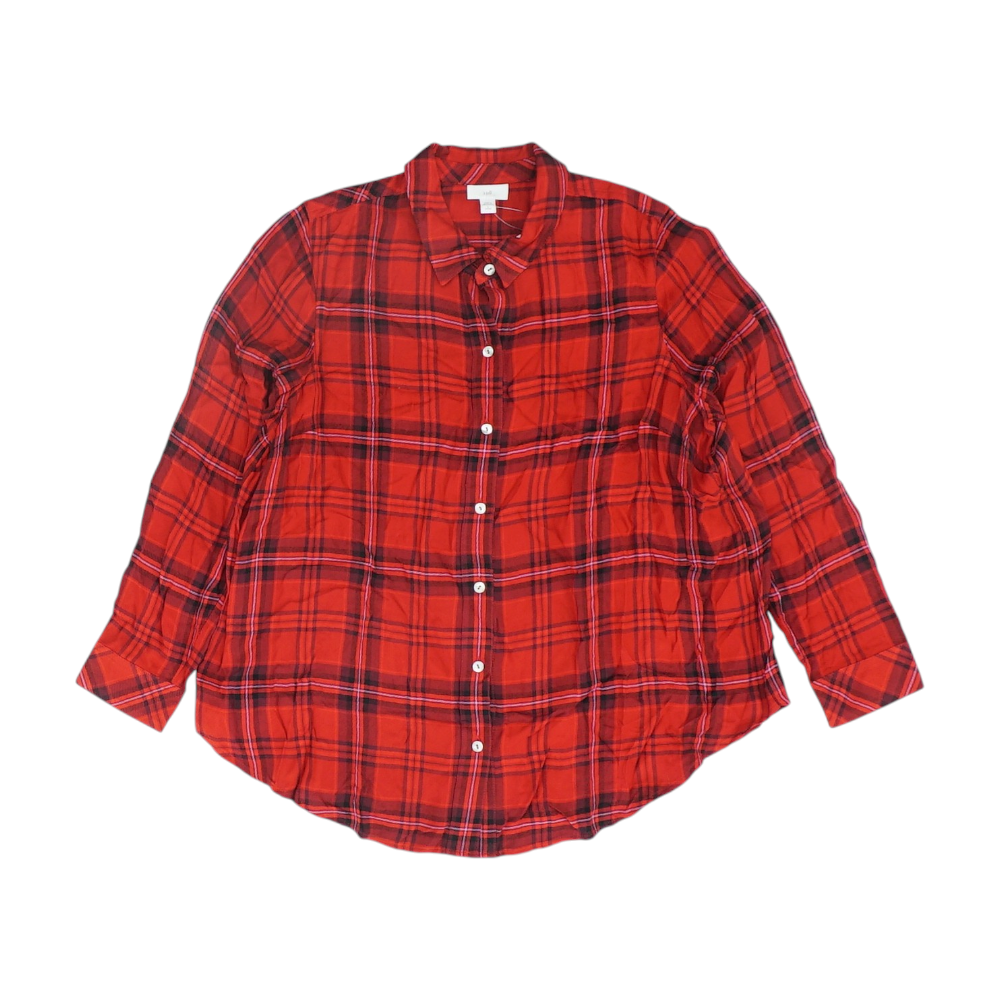 Red Petite Plaid Button Down