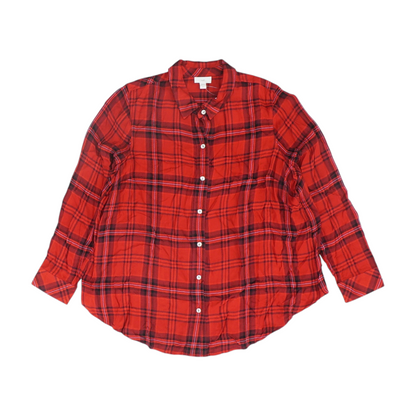 Red Petite Plaid Button Down