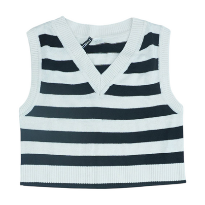 Ivory Striped Vest Sweater