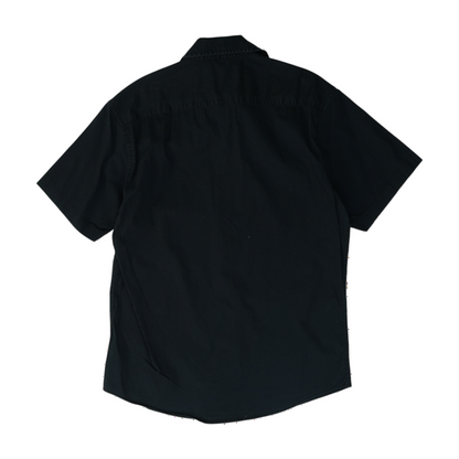 Navy Solid Short Sleeve Button Down