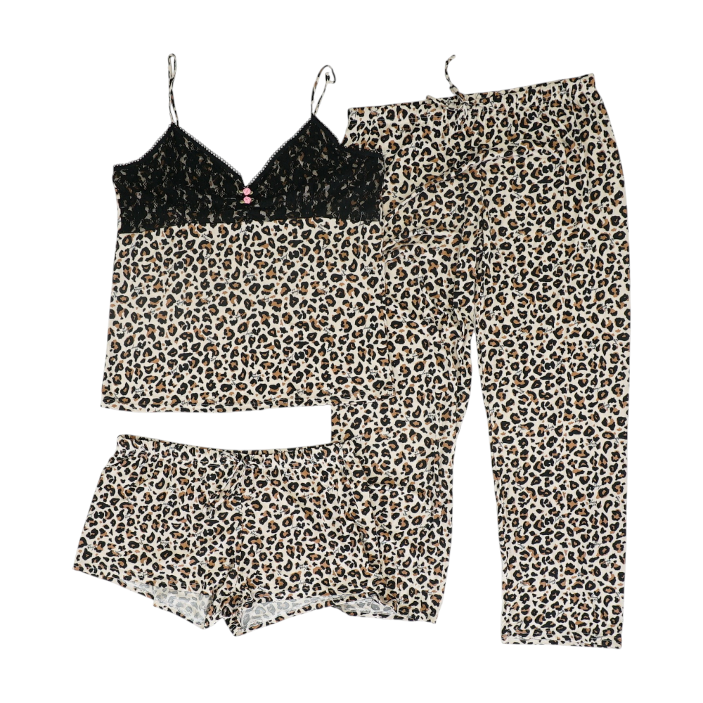 Tan Animal Print Pajama Set