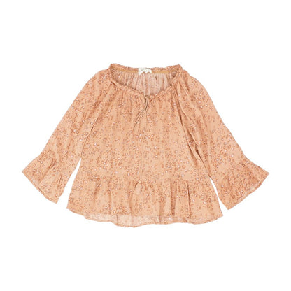 Peach Animal Print Long Sleeve Blouse