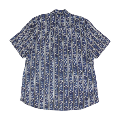 Navy Print Short Sleeve Button Down