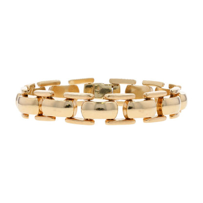 14K Gold Brick Link Bracelet