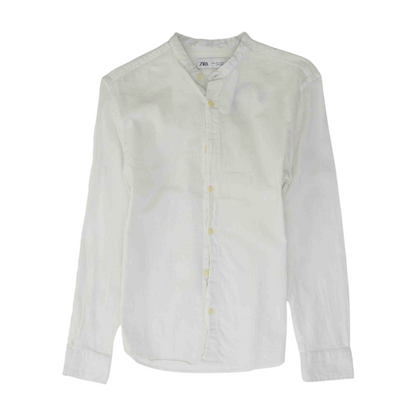 White Solid Long Sleeve Button Down