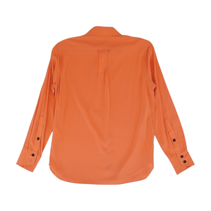 Orange Solid Long Sleeve Button Down