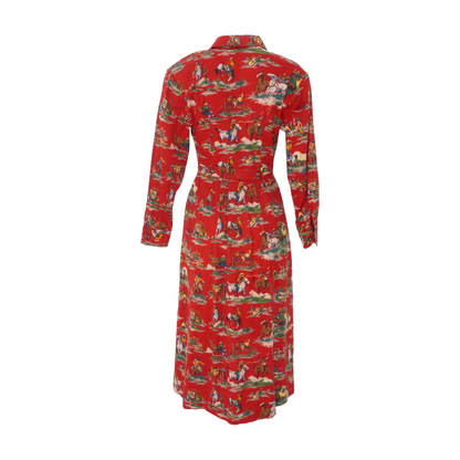 Vintage Red Graphic Midi Dress