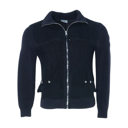 Black Cotton-Suede Fz Jacket
