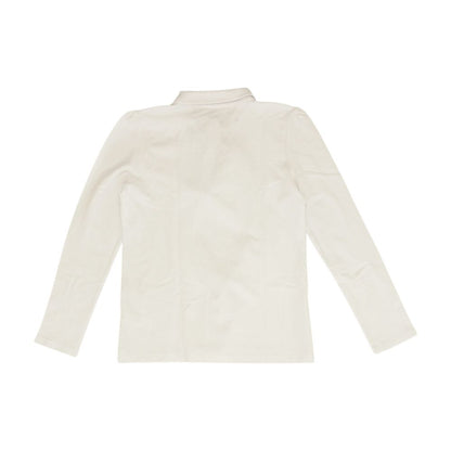White Solid Polo Knit Top