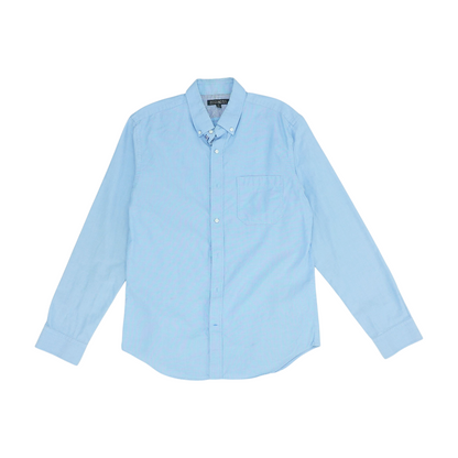 Blue Solid Long Sleeve Button Down