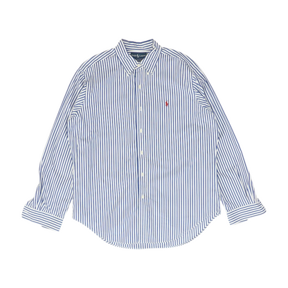 White Striped Long Sleeve Button Down