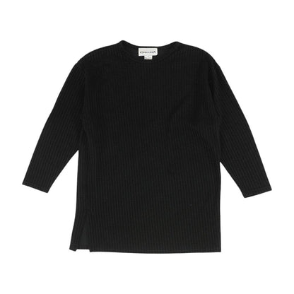 Vintage Black Rib-Knit Blouse