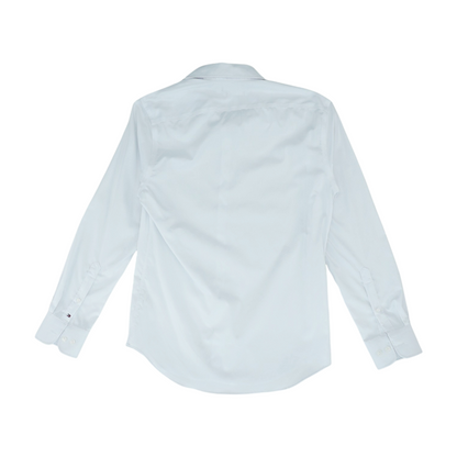 White Solid Long Sleeve Button Down