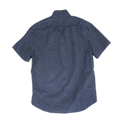 Navy Print Short Sleeve Button Down