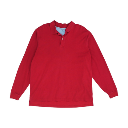 Red Big & Tall Solid Long Sleeve Polo