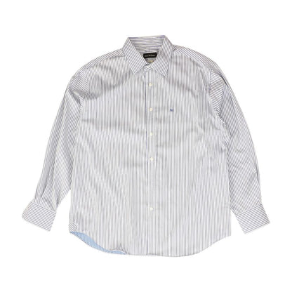 Navy Striped Long Sleeve Button Down