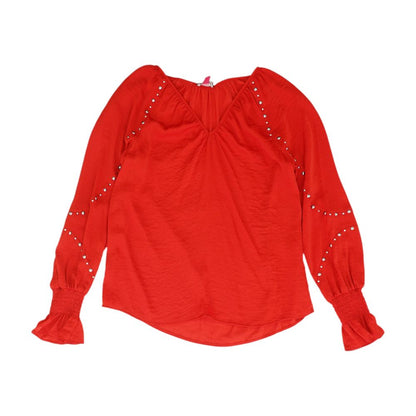 Red Solid Long Sleeve Blouse